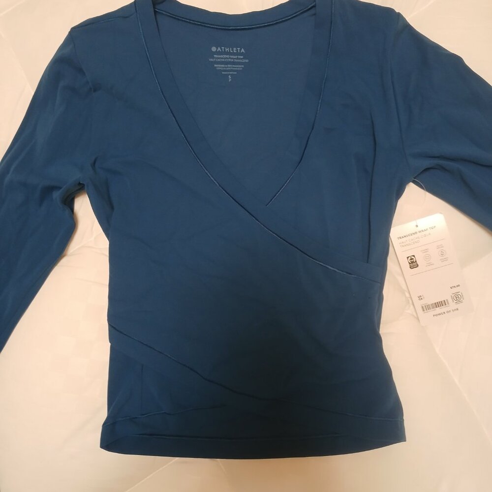 NWT Athleta Transcend Wrap Top Blue Size Small - Picture 4 of 5